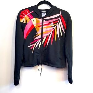 Adidas Zip Up Hoodie - Tropical Graphic Black/Pink